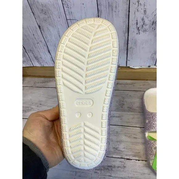 Crocs Kids J5 Glitter Slide Sandals Pink Purple - Picture 3 of 3